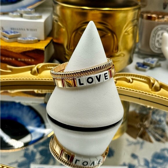 🆕 ROXANNE ASSOULIN 🧿 NWOT Golden LOVE Bracelet Set - Set of 2 - Picture 14 of 16
